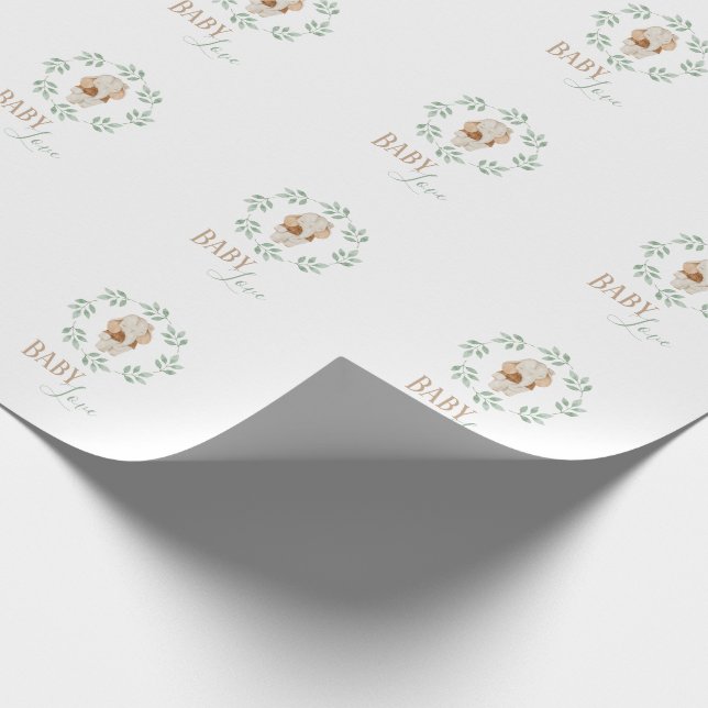 Elephant Watercolor Wandefrand Baby Kärlek Presentpapper (Hörn)