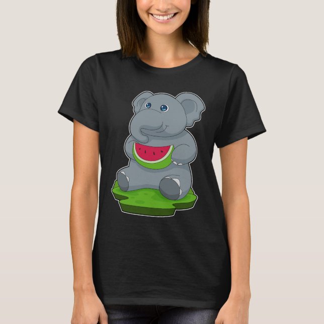 Elephant Watermelon Fruit T Shirt (Framsida)