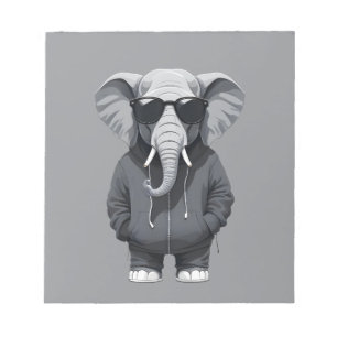 Elephant Wearing Hoodie Funny Coola Animal Vector Anteckningsblock