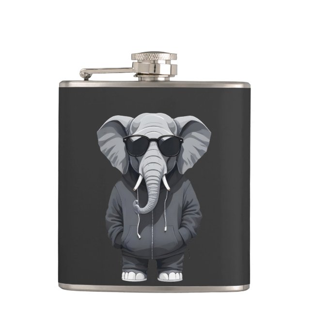Elephant Wearing Hoodie Funny Coola Animal Vector Fickplunta (Framsidan)