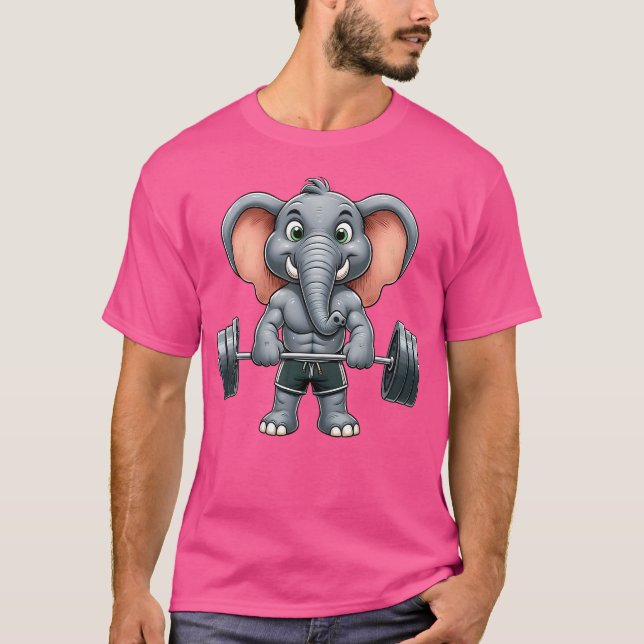 Elephant Weightlift Fitness Gym Training Bodybu T Shirt (Framsida)
