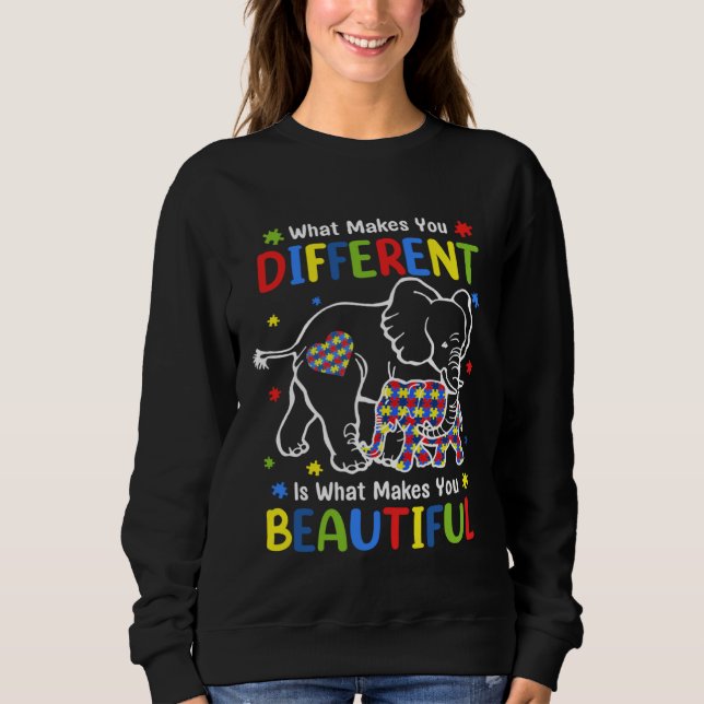 Elephant What Makes You Different Autism Awareness T Shirt (Framsida)