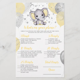 Elephant What's on your Mobilare Baby Shower Game