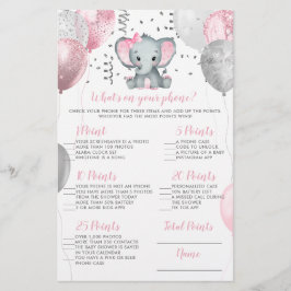 Elephant What's on your Mobilare Baby Shower Game