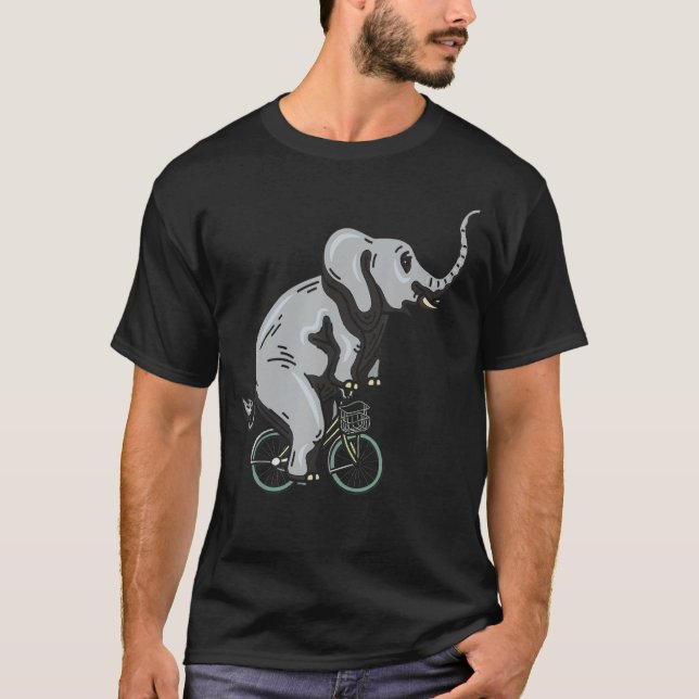 Elephant Whisperer Cyclist Zoogoer Wildlife Animal T Shirt (Framsida)