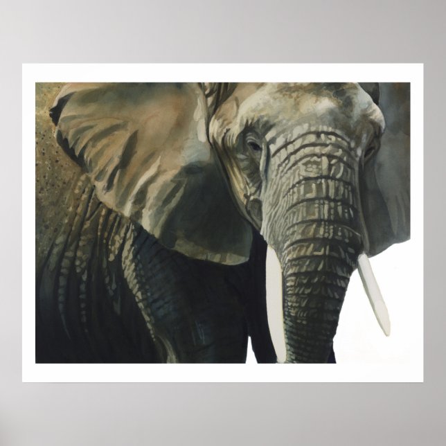 "Elephant" Wildlife Animal Watercolor Poster (Framsidan)