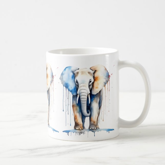 Elephant Wildlife & Nature Vatten Färg Set Kaffemugg (Höger)