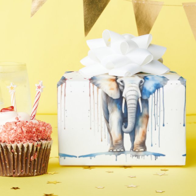 Elephant Wildlife & Nature Vatten Färg Set Presentpapper (Födelsedagsfest)