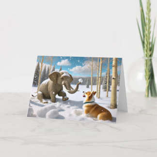 ELEPHANT WINTER - CORGI SNOWBALL-KAMP HELGKORT