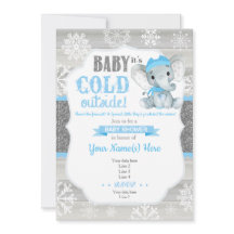 Elephant Winter-inbjudan till Boy Baby Shower