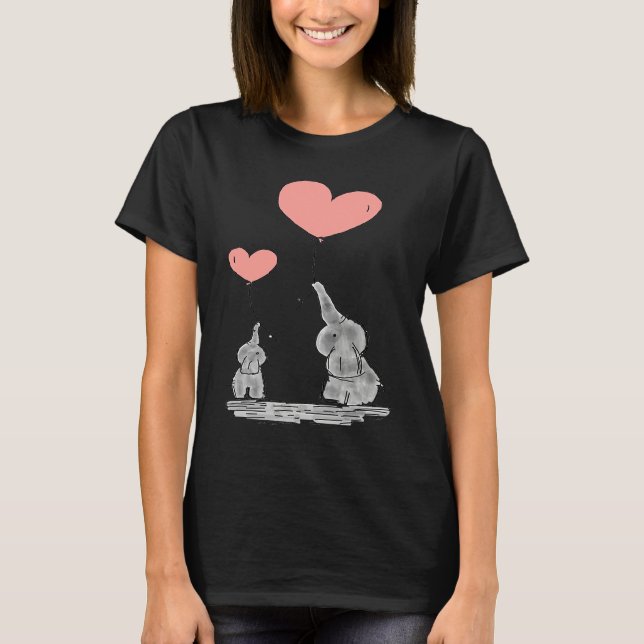 Elephant  with Balloon Heart Unisex T Shirt (Framsida)