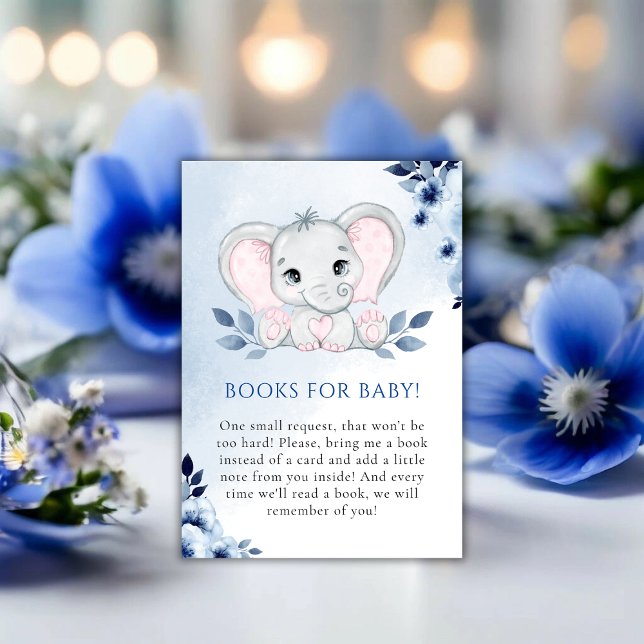 Elephant with Blue Anemones Boy Bokar för Baby Tilläggskort (Elephant With Blue Anemones Boy Books for Baby Enclosure Card)