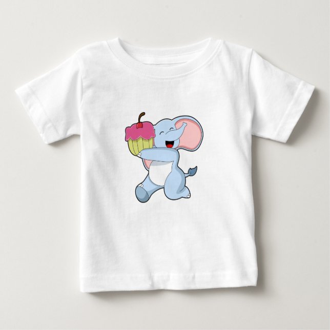 Elephant with Cake T Shirt (Framsida)