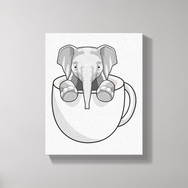 Elephant with Cup Canvastryck (Framsida)