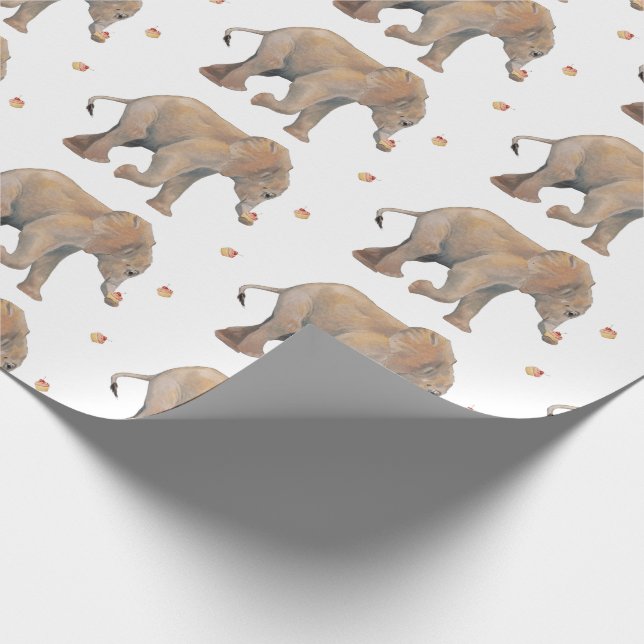 Elephant with cupcakes XL gift wrap Presentpapper (Hörn)