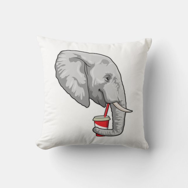 Elephant with Drink Kudde (Framsida)