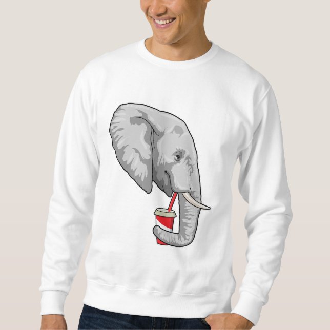 Elephant with Drink Lång Ärmad Tröja (Framsida)