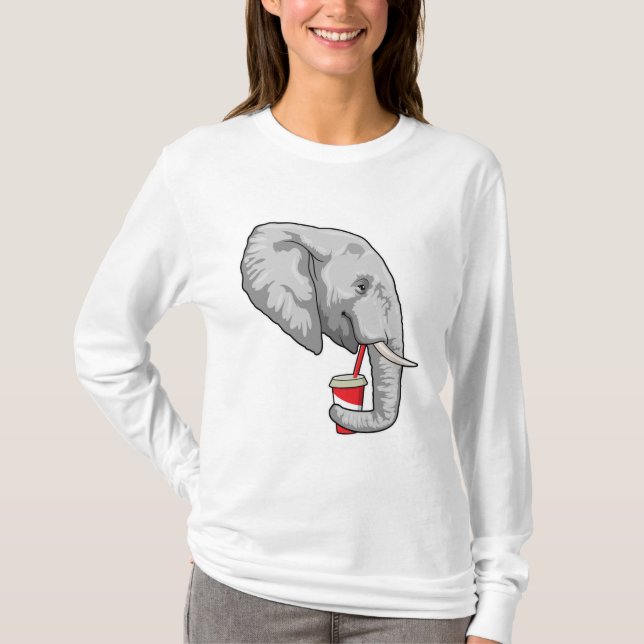 Elephant with Drink T Shirt (Framsida)