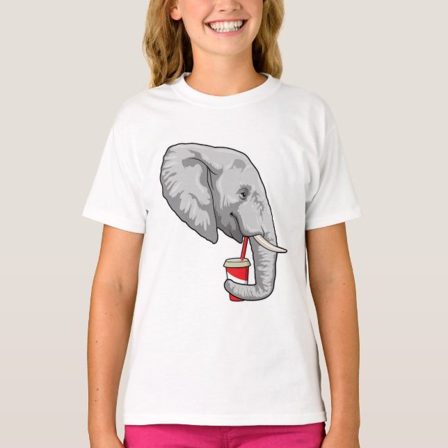 Elephant with Drink T Shirt (Framsida)