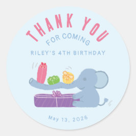 Elephant with Gifts Thank You Runt Klistermärke
