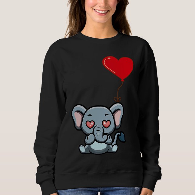 Elephant With Heart Balloon Valentines Day Love Bo T Shirt (Framsida)