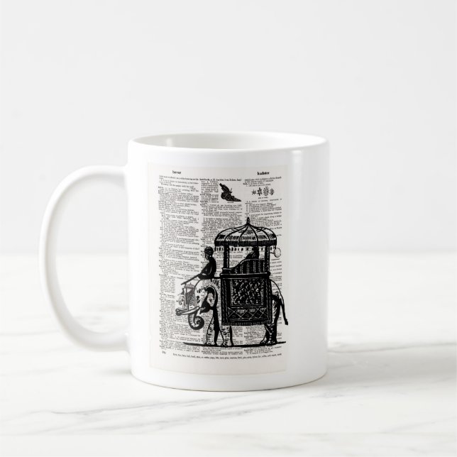 Elephant with Howdah Dictionary Art Kaffemugg (Vänster)