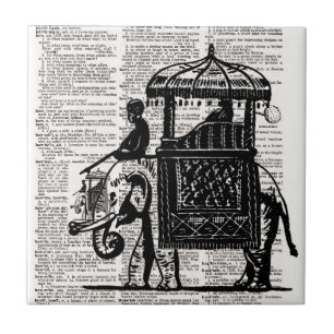 Elephant with Howdah Dictionary Art Kakelplatta