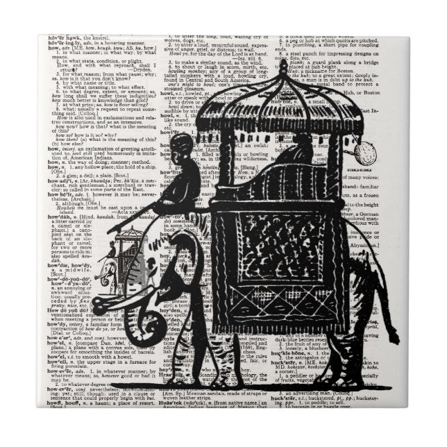Elephant with Howdah Dictionary Art Kakelplatta (Framsidan)