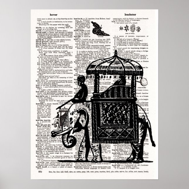 Elephant with Howdah Dictionary Art Poster (Framsidan)