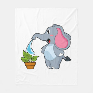 Elephant with Plant Fleecefilt