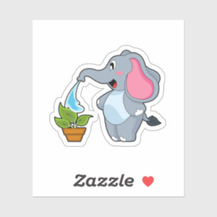 Elephant with Plant Klistermärken
