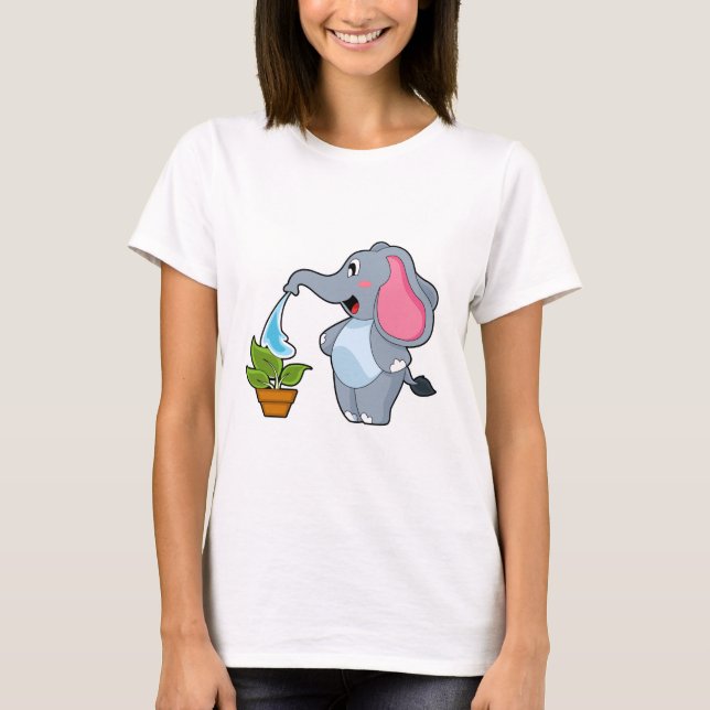 Elephant with Plant T Shirt (Framsida)
