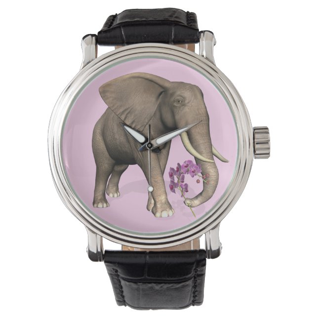 Elephant with Rosa Orchid Armbandsur (Framsida)