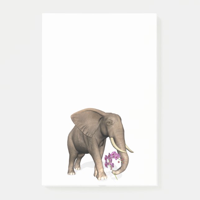 Elephant with Rosa Orchid Post-it Block (Framsida)