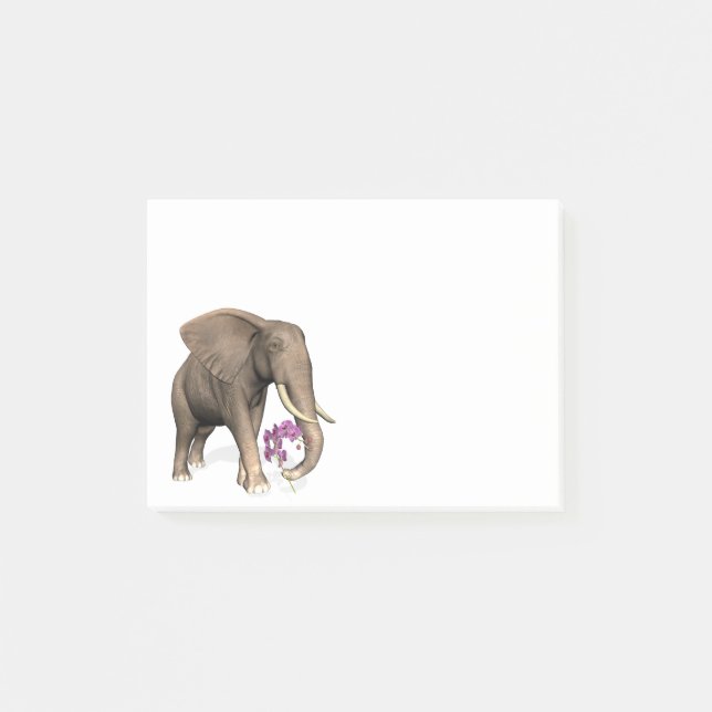 Elephant with Rosa Orchid Post-it Block (Framsida)