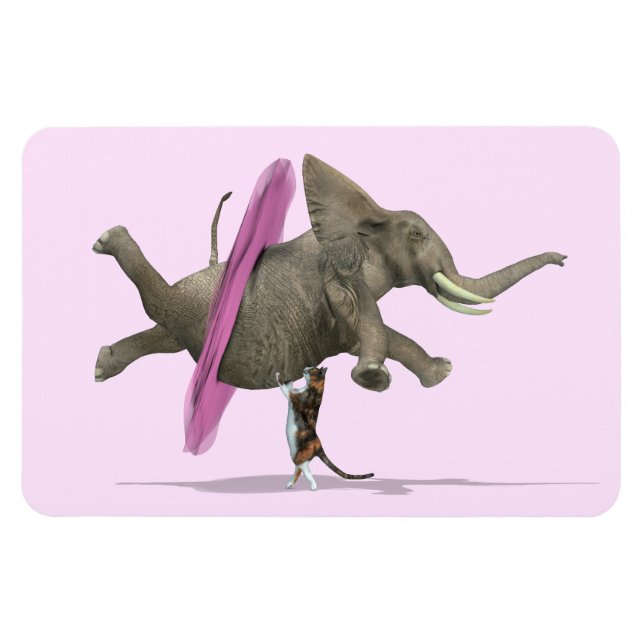 Elephant with Rosa Tutu Magnet (Horisontell)
