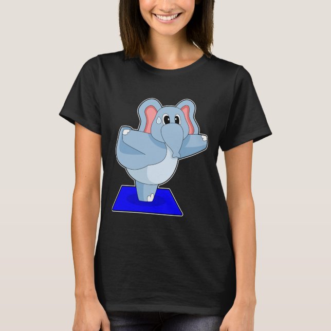 Elephant Yoga Fitness Gymnastics T Shirt (Framsida)