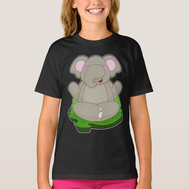 Elephant Yoga Fitness Meditation T Shirt (Framsida)