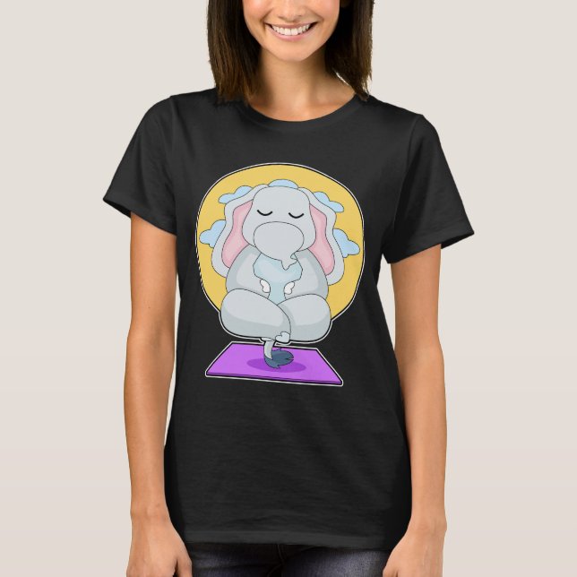 Elephant Yoga Fitness Meditation T Shirt (Framsida)