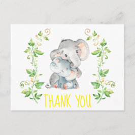 Elephant Zoo Animals Baby Shower Tackkort Vykort