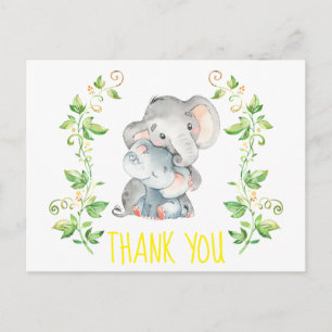 Elephant Zoo Animals Baby Shower Tackkort Vykort