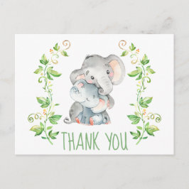 Elephant Zoo Animals Baby Shower Tackkort Vykort