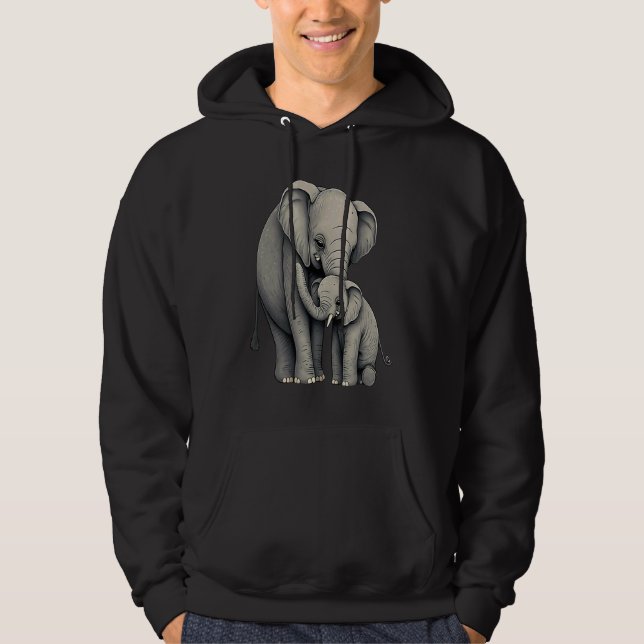 Elephant Zookeeper Elephant Mom Hugging A Child El Hoodie (Framsida)