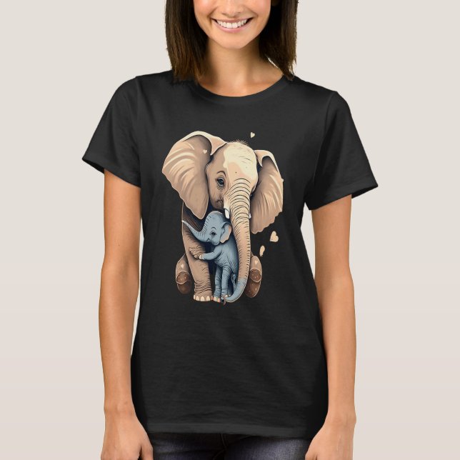Elephant Zookeeper Elephant Mom Hugging A Child El T Shirt (Framsida)