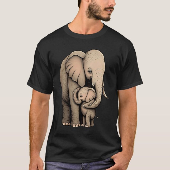 Elephant Zookeeper Elephant Mom Hugging A Child El T Shirt (Framsida)