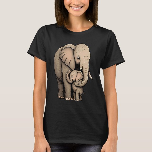 Elephant Zookeeper Elephant Mom Hugging A Child El T Shirt (Framsida)