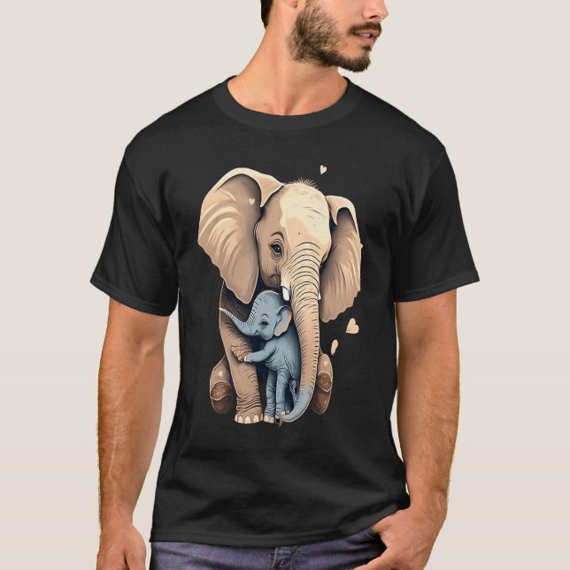 Elephant Zookeeper Elephant Mom Hugging A Child El T Shirt (Framsida)