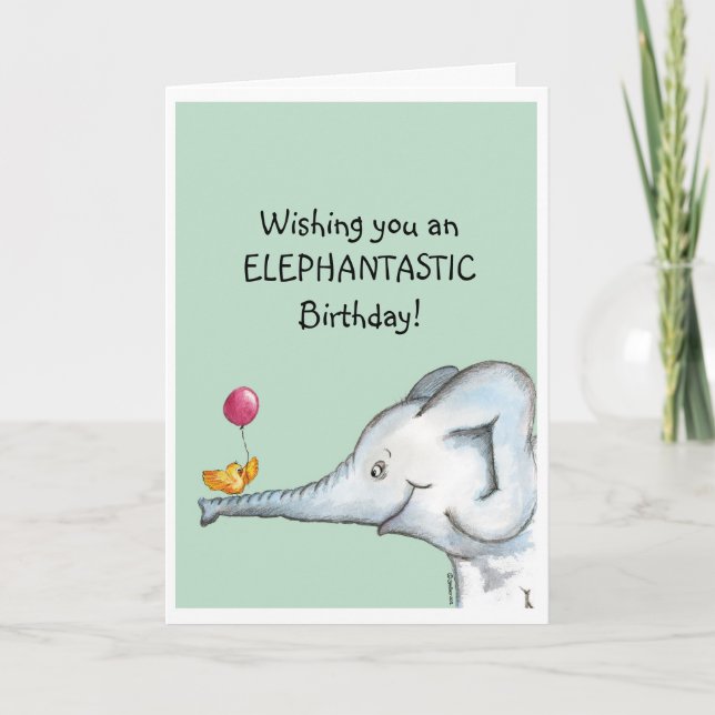 Elephantastic Birthday Önskemål Kort (Framsida)