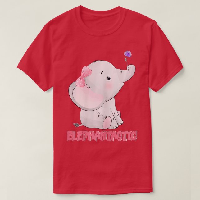 Elephantastic Cute Flower Girls Elephant  T Shirt (Design framsida)