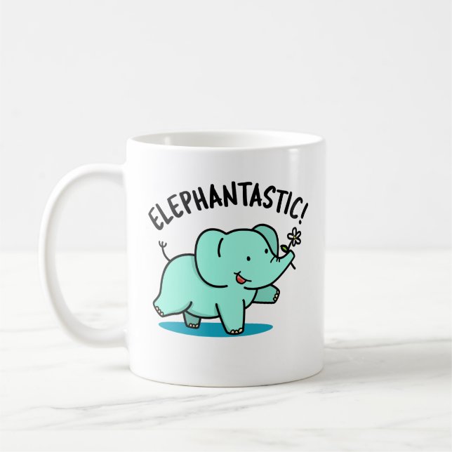 Elephantastic Funny Elephant Pun Kaffemugg (Vänster)